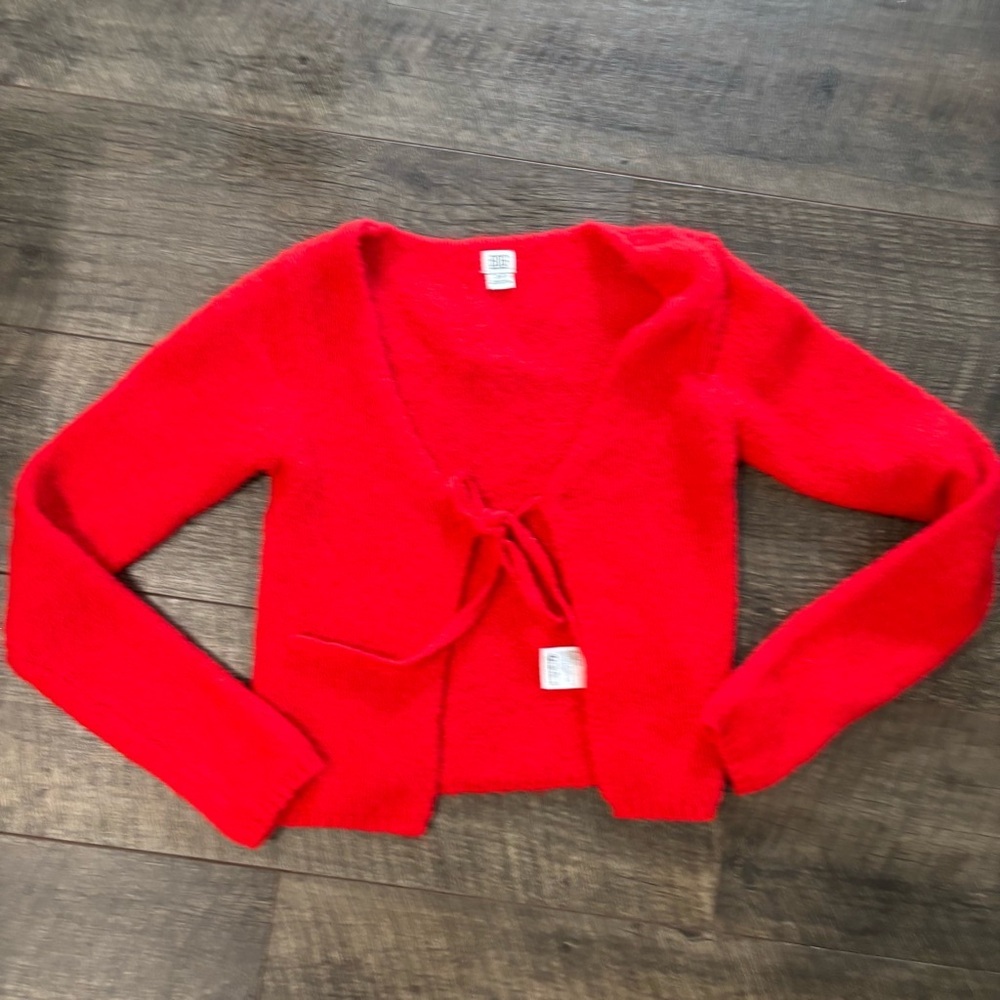 Women's Tie Front Red Sweater